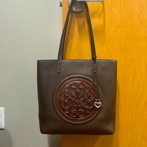 Brighton Brown Leather Tote with Decorative Medallion